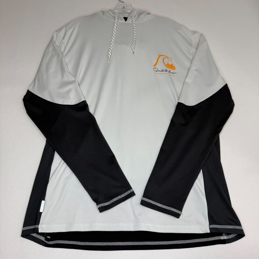 Quiksilver Waterman Angler Hoodie Light Gray Black XXL New With Tags